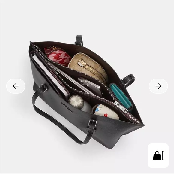 Coach Mollie Black and Red Leather Tote with Gold Accents & Key Chain - Picture 13 of 14